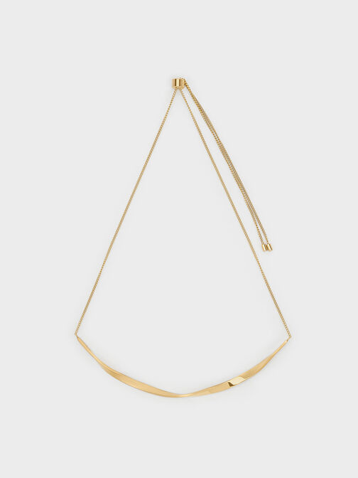 Lena Twist Bar Necklace, Gold, hi-res