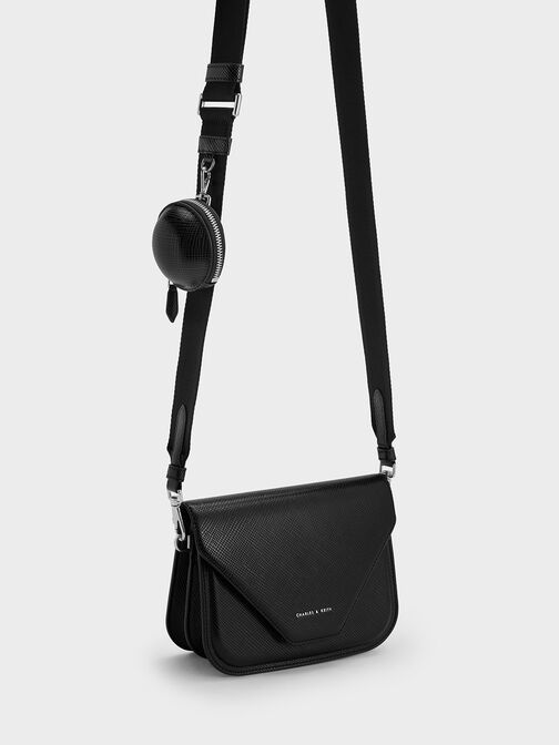 Kay Front Flap Crossbody Bag, Noir, hi-res