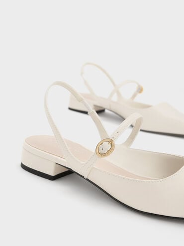 Zapatos planos Mary Jane con tira trasera, Blanco tiza, hi-res