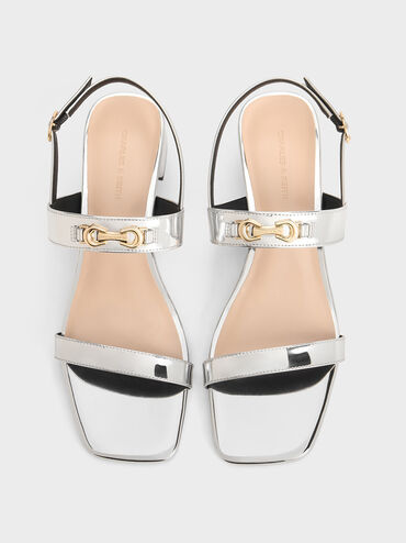 Trifina Metallic-Accent Slingback Sandals, Silver, hi-res