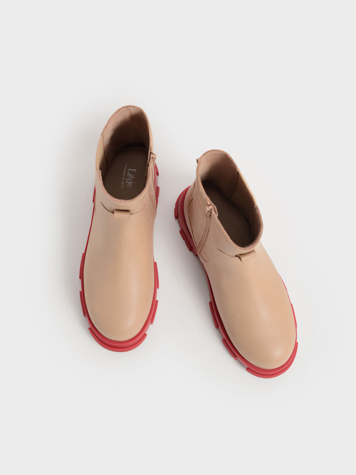 Girls' Chunky Coloured Sole Chelsea Boots, Nude, hi-res