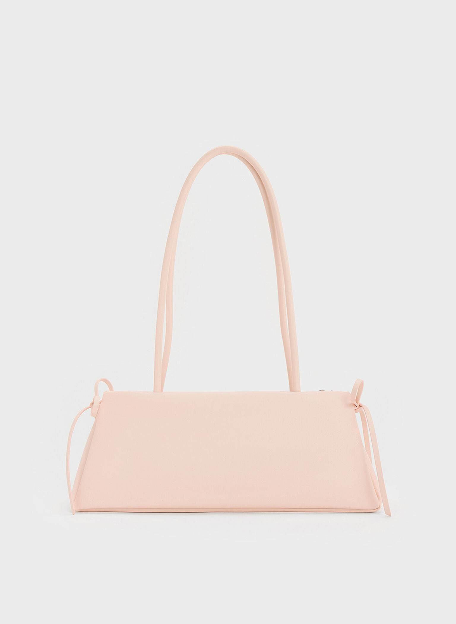 Hazel Bow Elongated Trapeze Shoulder Bag, Soft Pink, hi-res