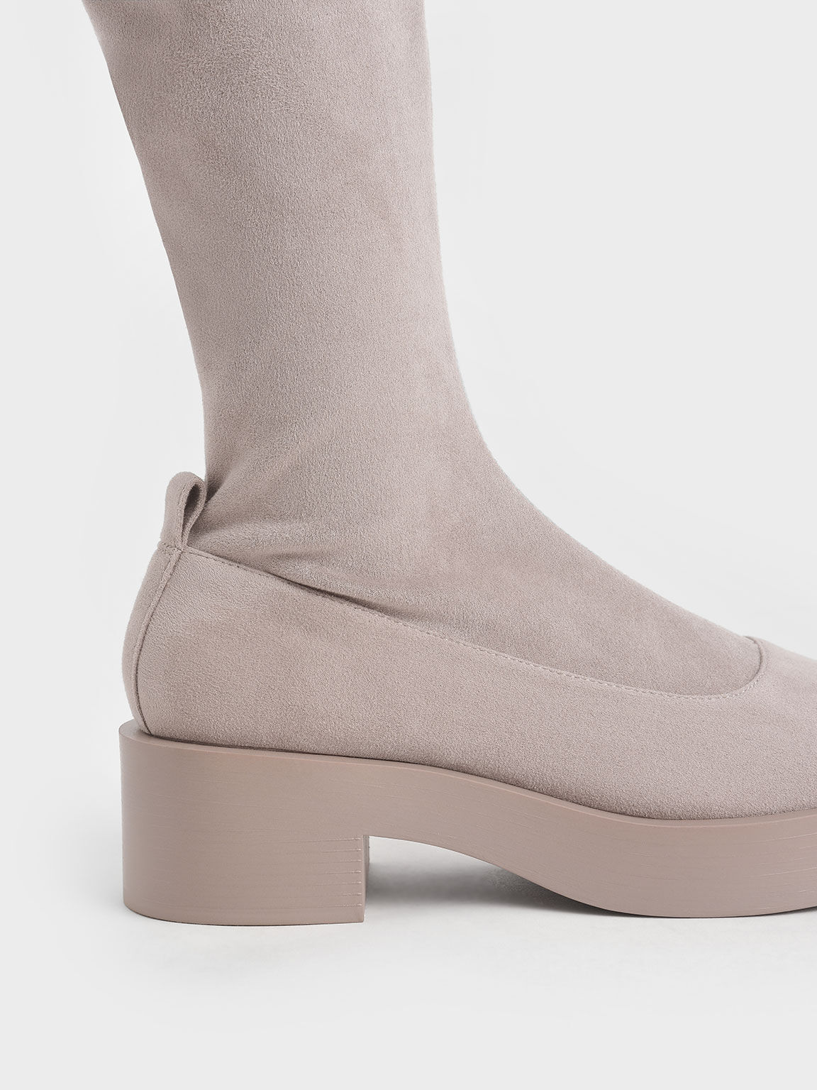 Textured Thigh-High Block Heel Boots, Taupe, hi-res