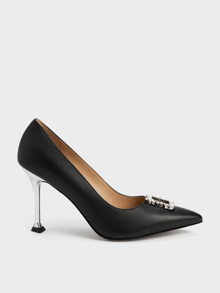 Glamorous Black Embellished Flat Espadrille Shoes - 6