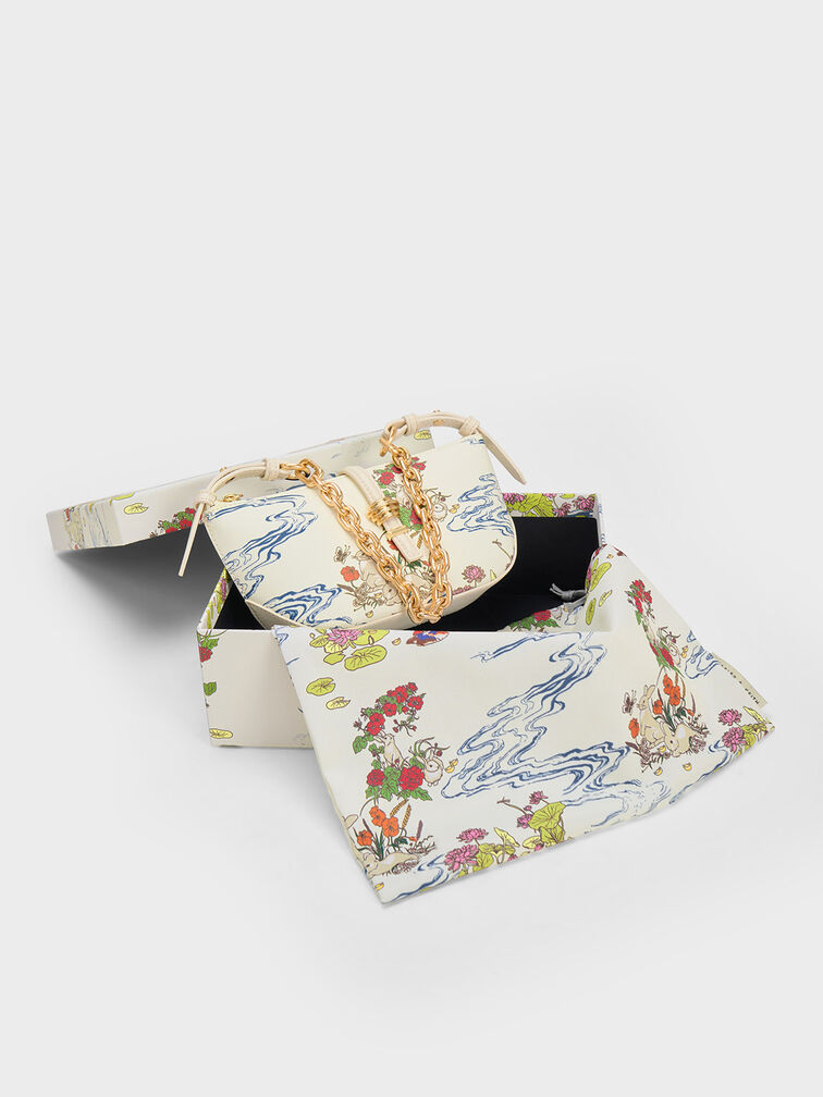 Rabbit Illustrated Belted Bag, Cream, hi-res