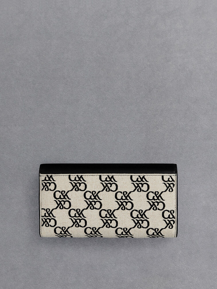 Leather & Canvas Chain-Strap Wallet, Multi, hi-res