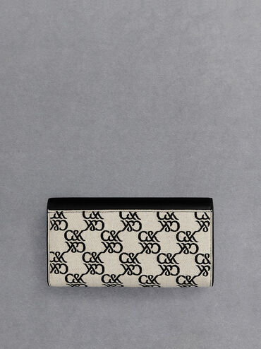 Leather & Canvas Chain-Strap Wallet, Multi, hi-res