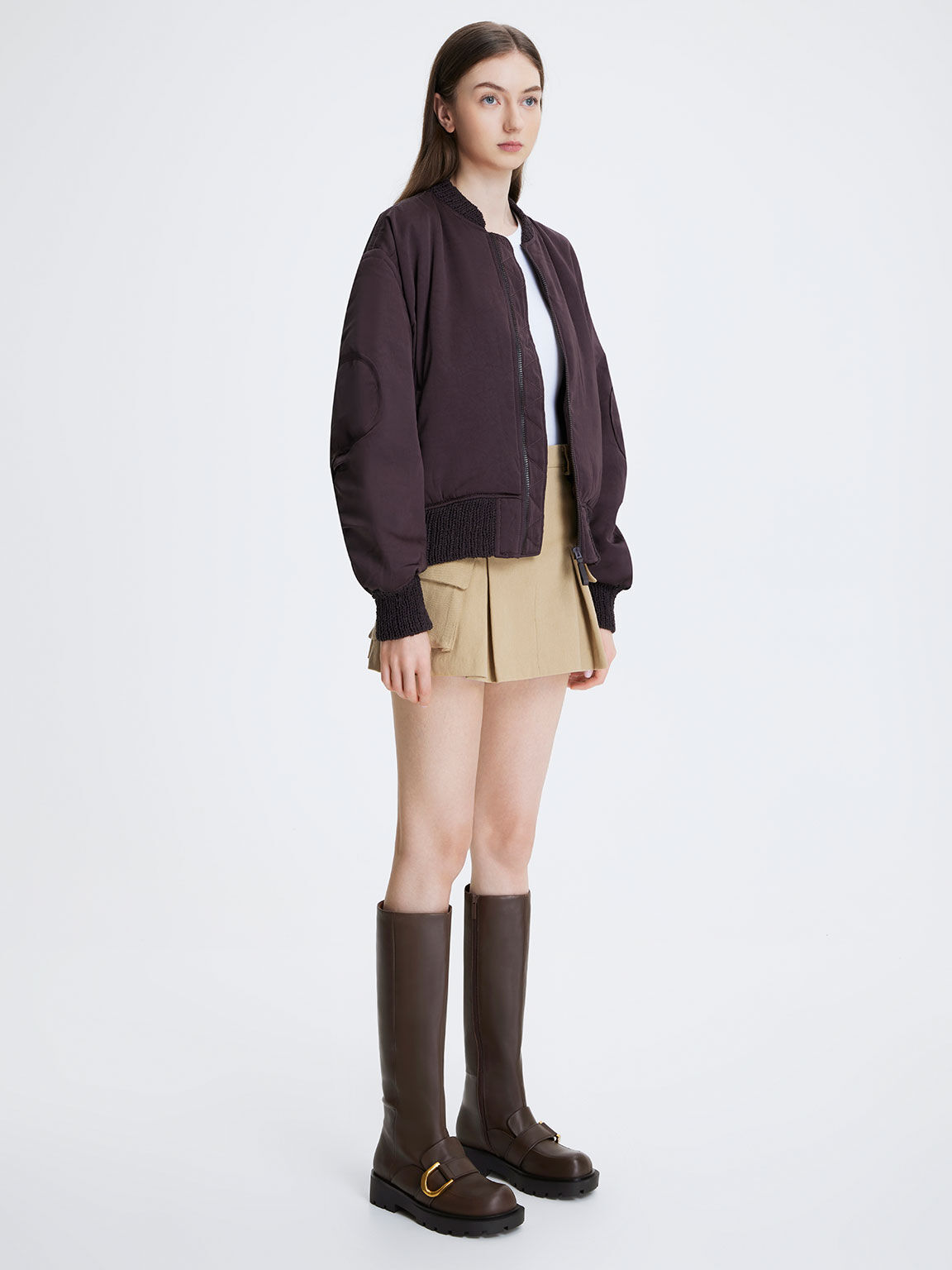 Gabine Loafer Knee-High Boots, Dark Brown, hi-res