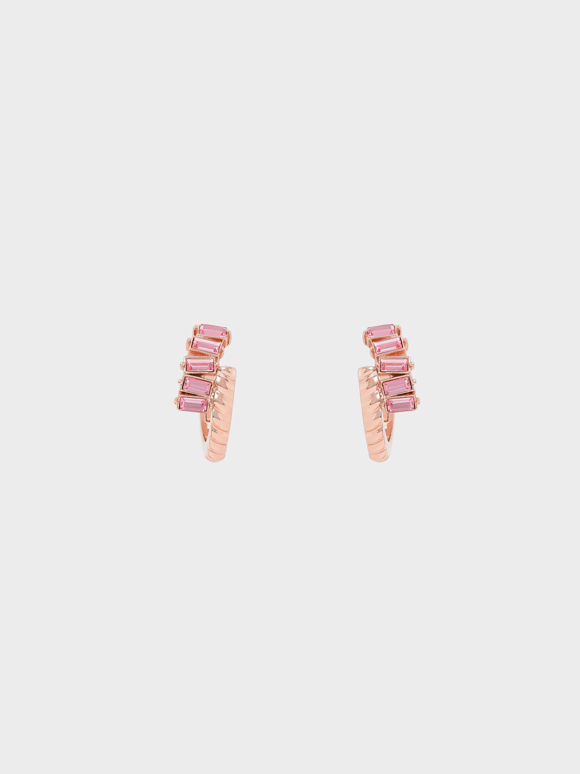 Swarovski® Crystal Embellished Huggie Hoop Earrings, Rose Gold, hi-res