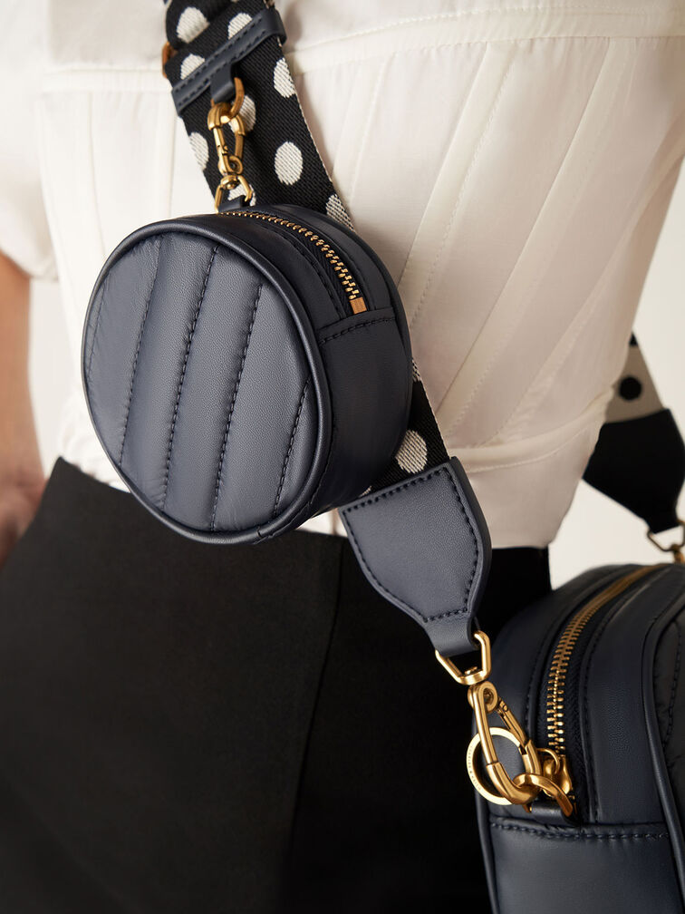 Chailly Panelled Crossbody Bag & Pouch, Navy, hi-res