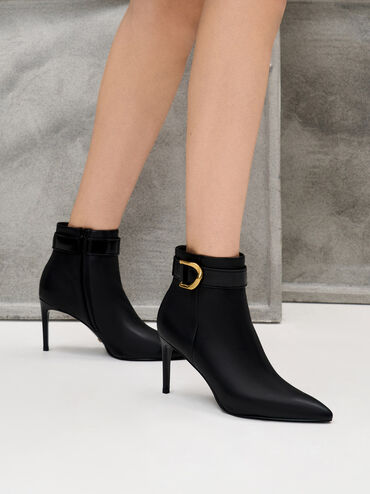 Gabine Leather Heeled Boots, Black, hi-res