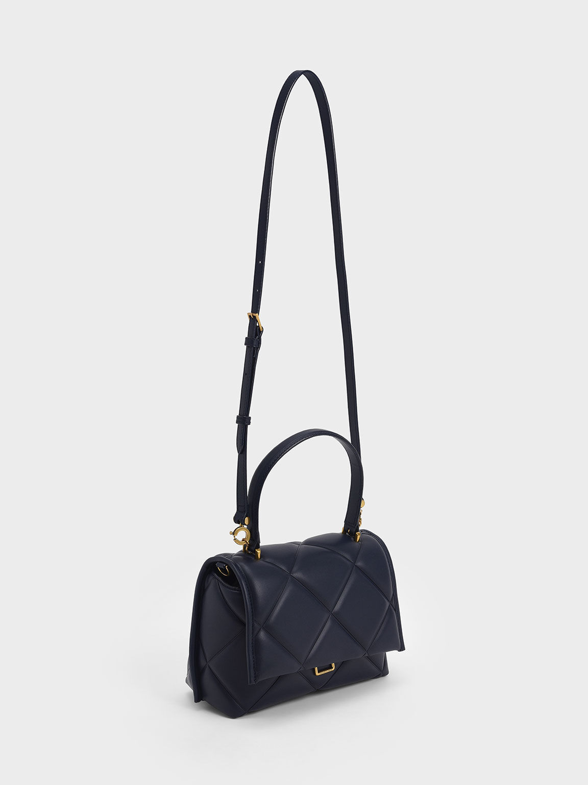 Navy Gemma Chunky Chain Handle Quilted Boxy Bag - CHARLES & KEITH SA