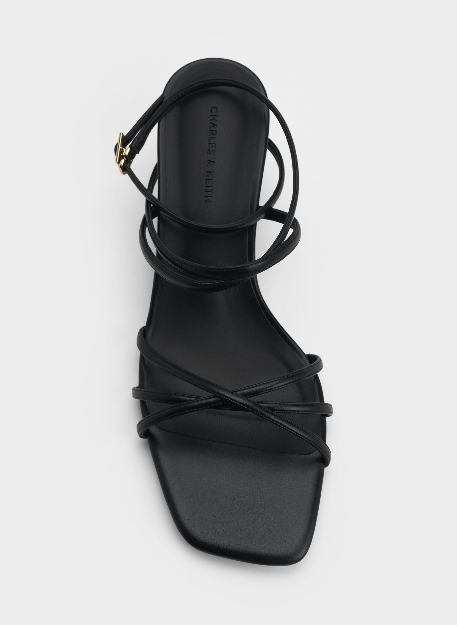 Strappy Ankle-Strap Kitten-Heel Sandals, Black, hi-res