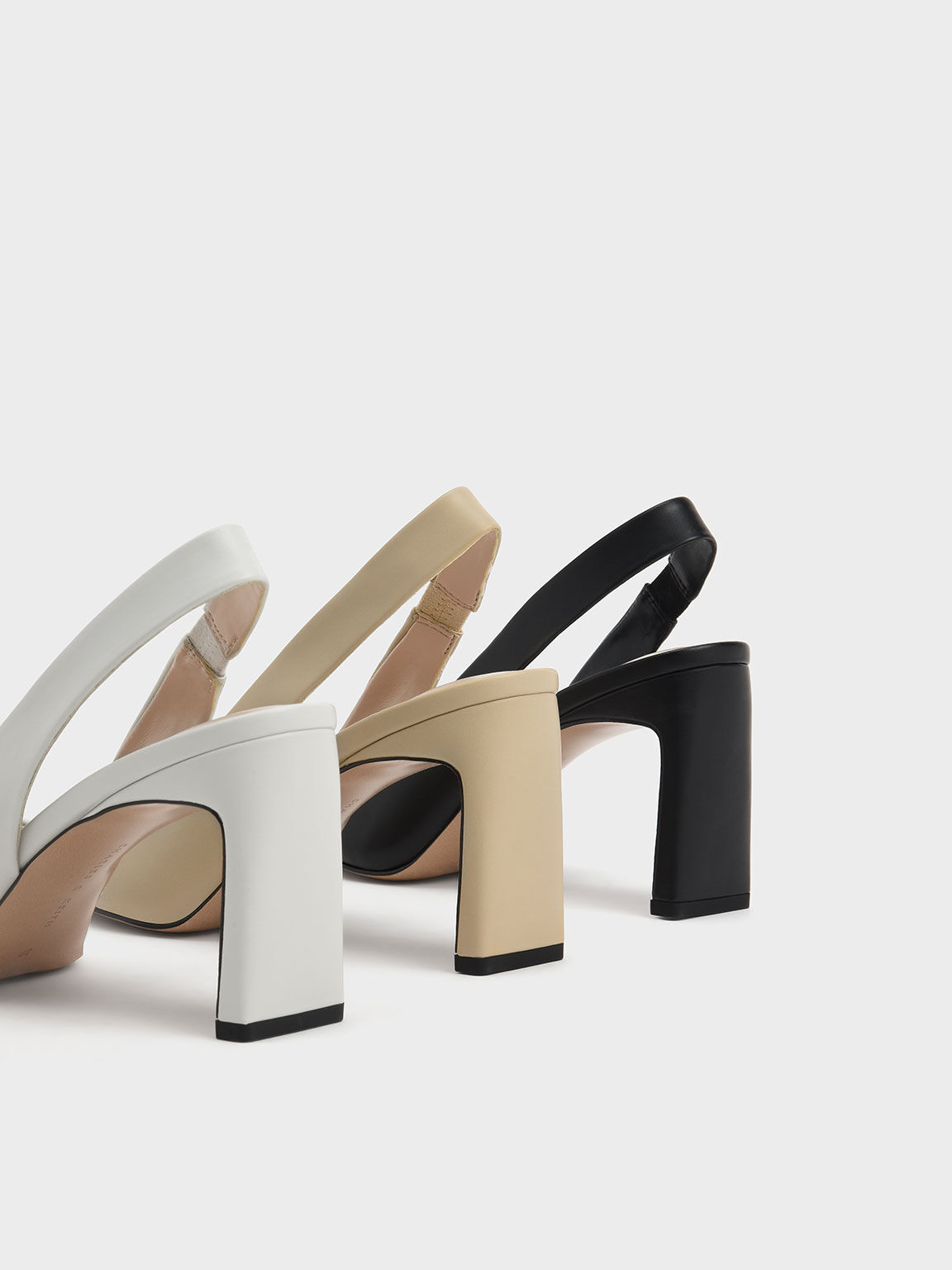 Blade Heel Slingback Pumps, White, hi-res