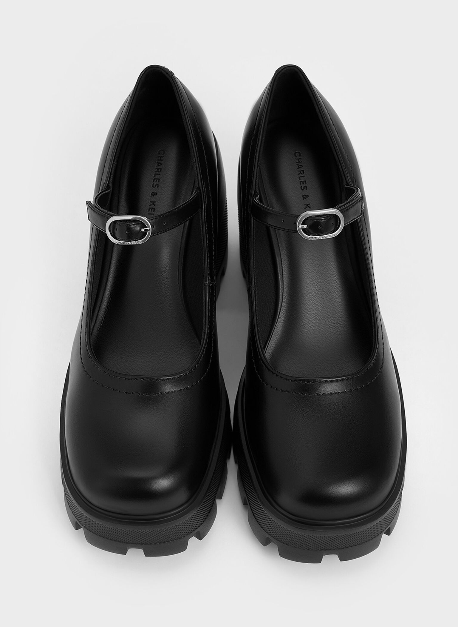 Buckled Platform Mary Janes, Black, hi-res