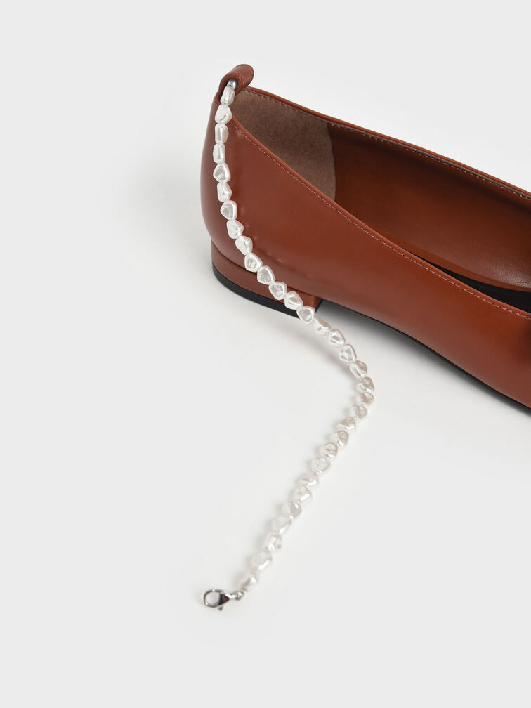 Beaded Mary Jane Flats, Cognac, hi-res
