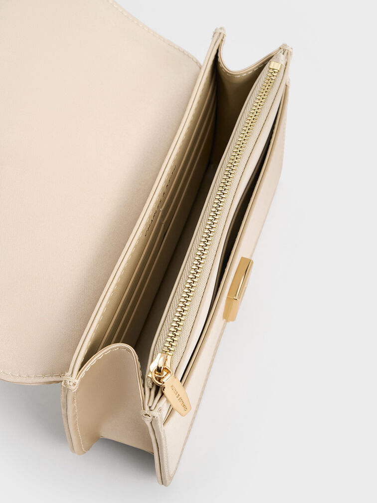 Mini bolso de satén con cadena y lentejuelas, Dorado claro, hi-res