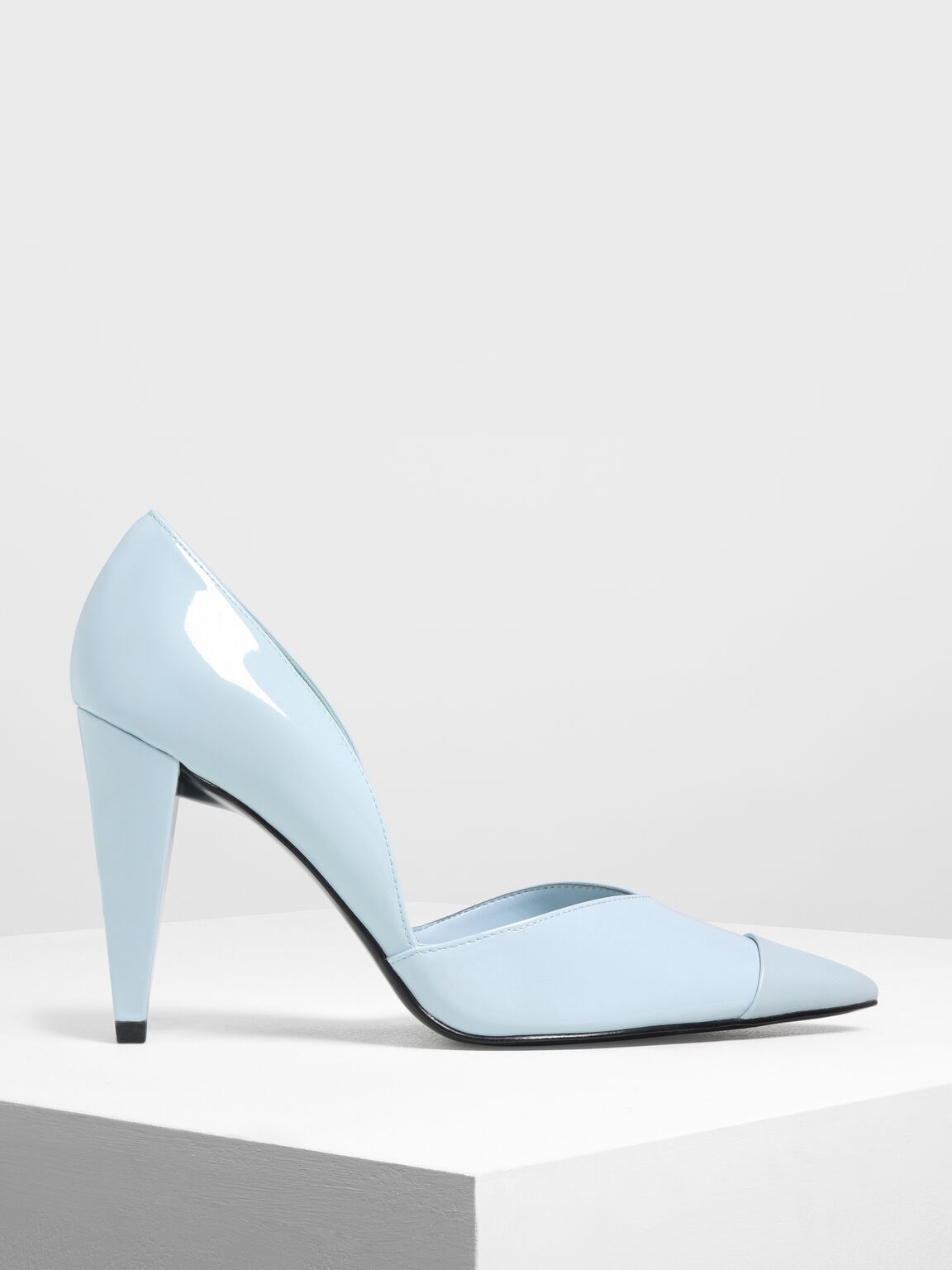 Pointed Toe D'Orsay Pumps, Light Blue, hi-res