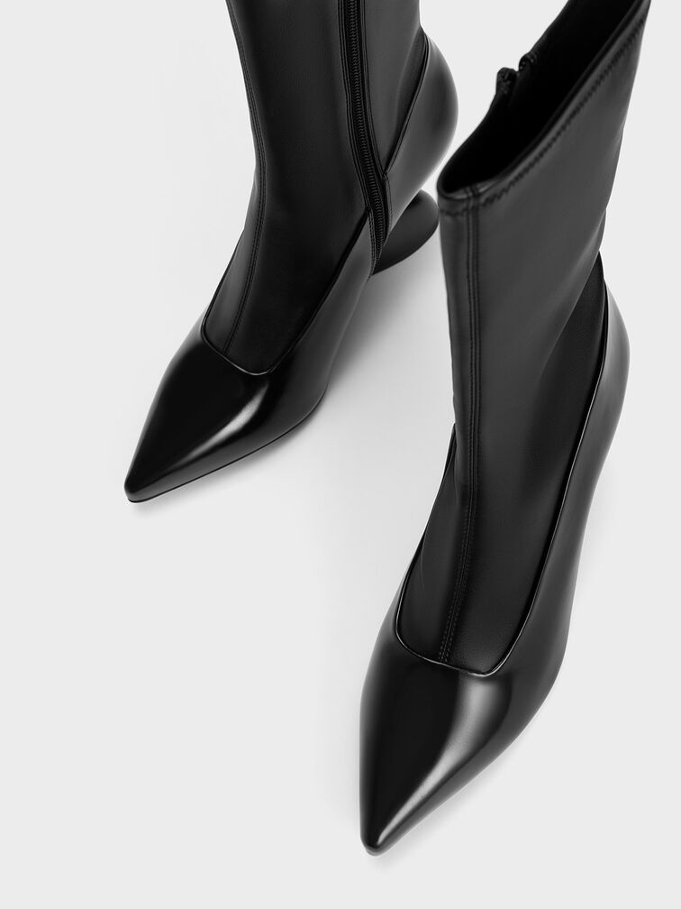 Zania Sculptural Heel Boots, Black, hi-res
