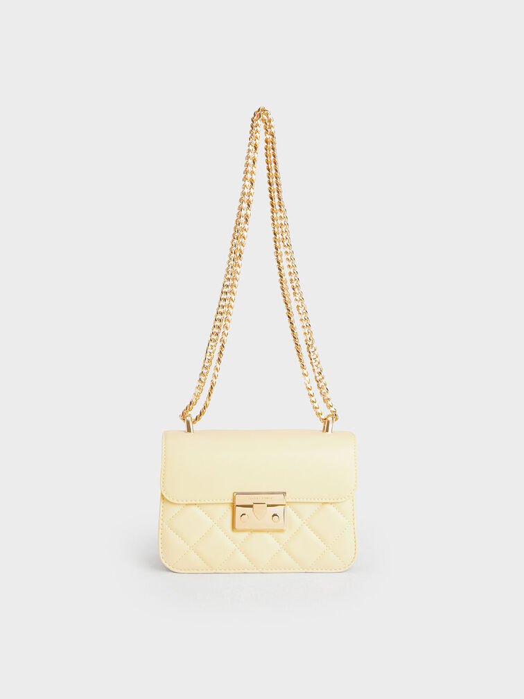 Charles & Keith Women's Metallic Push-Lock Chain Bag