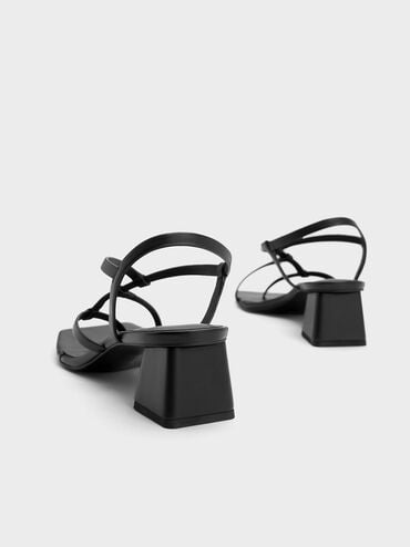Asymmetric Interwoven Thong Sandals, Black, hi-res