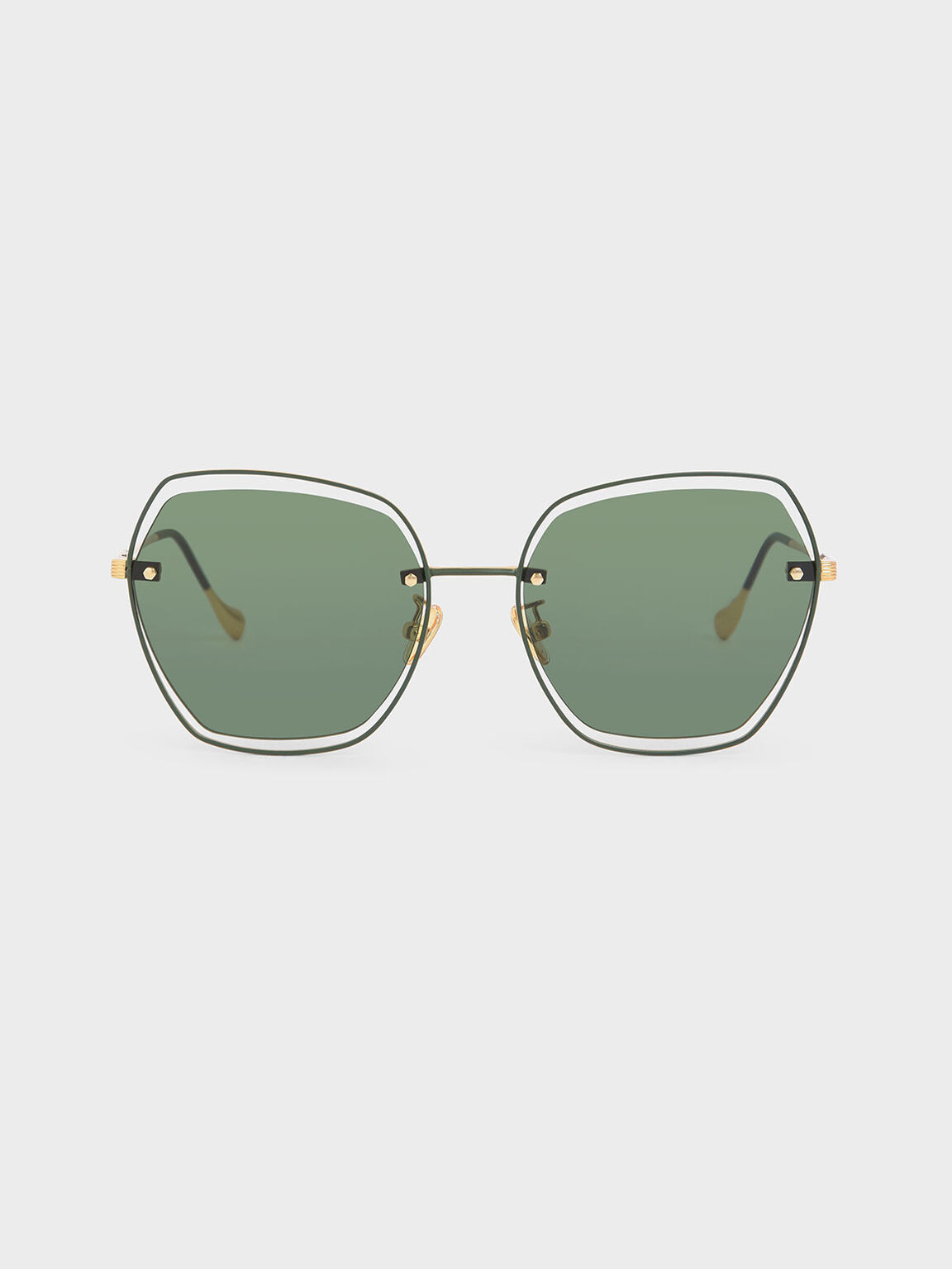 Double Wire Frame Butterfly Sunglasses, Green, hi-res