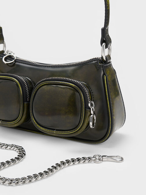 Letitia Chain-Link Shoulder Bag, Lime, hi-res