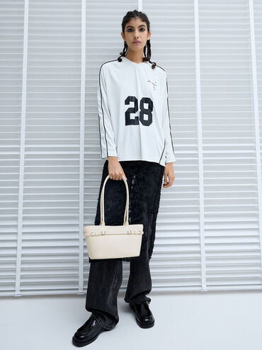 Sloane Elongated-Handle Shoulder Bag, Cream, hi-res