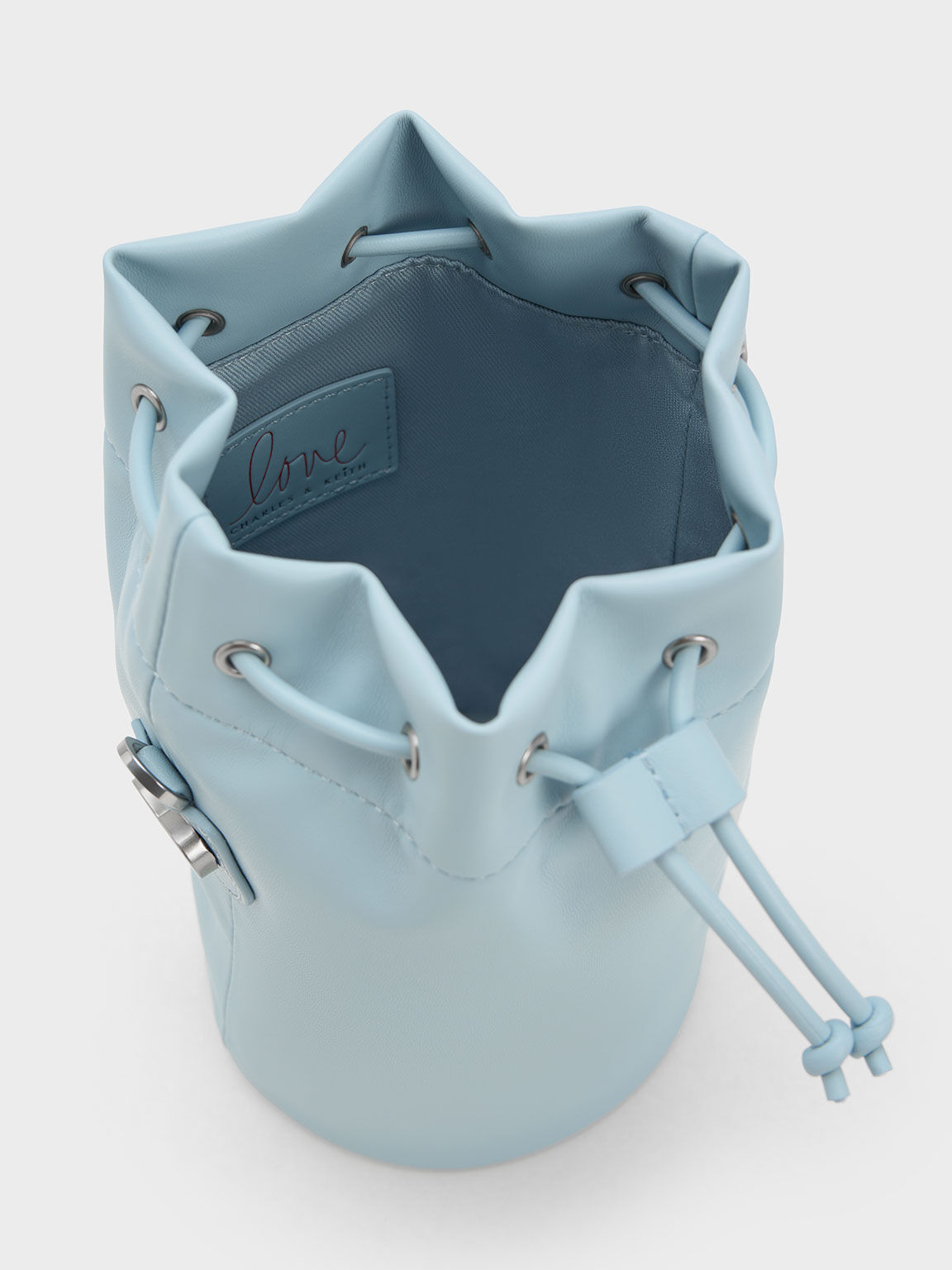 Heart Motif Caged Bucket Bag, Light Blue, hi-res