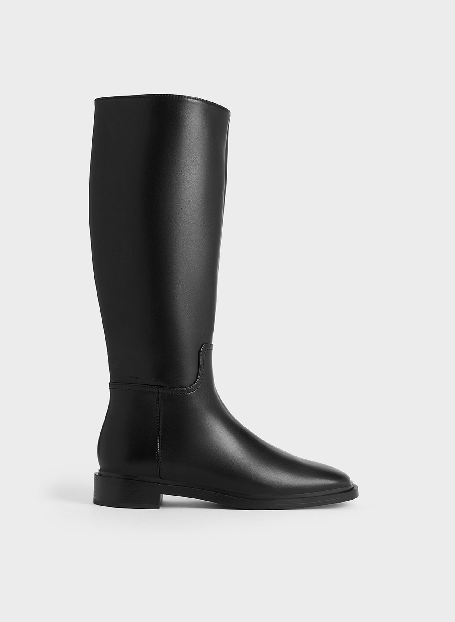 Side-Zip Knee-High Riding Boots, Black, hi-res