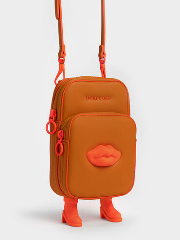 Calliope Double Pocket Crossbody Bag, Orange, hi-res
