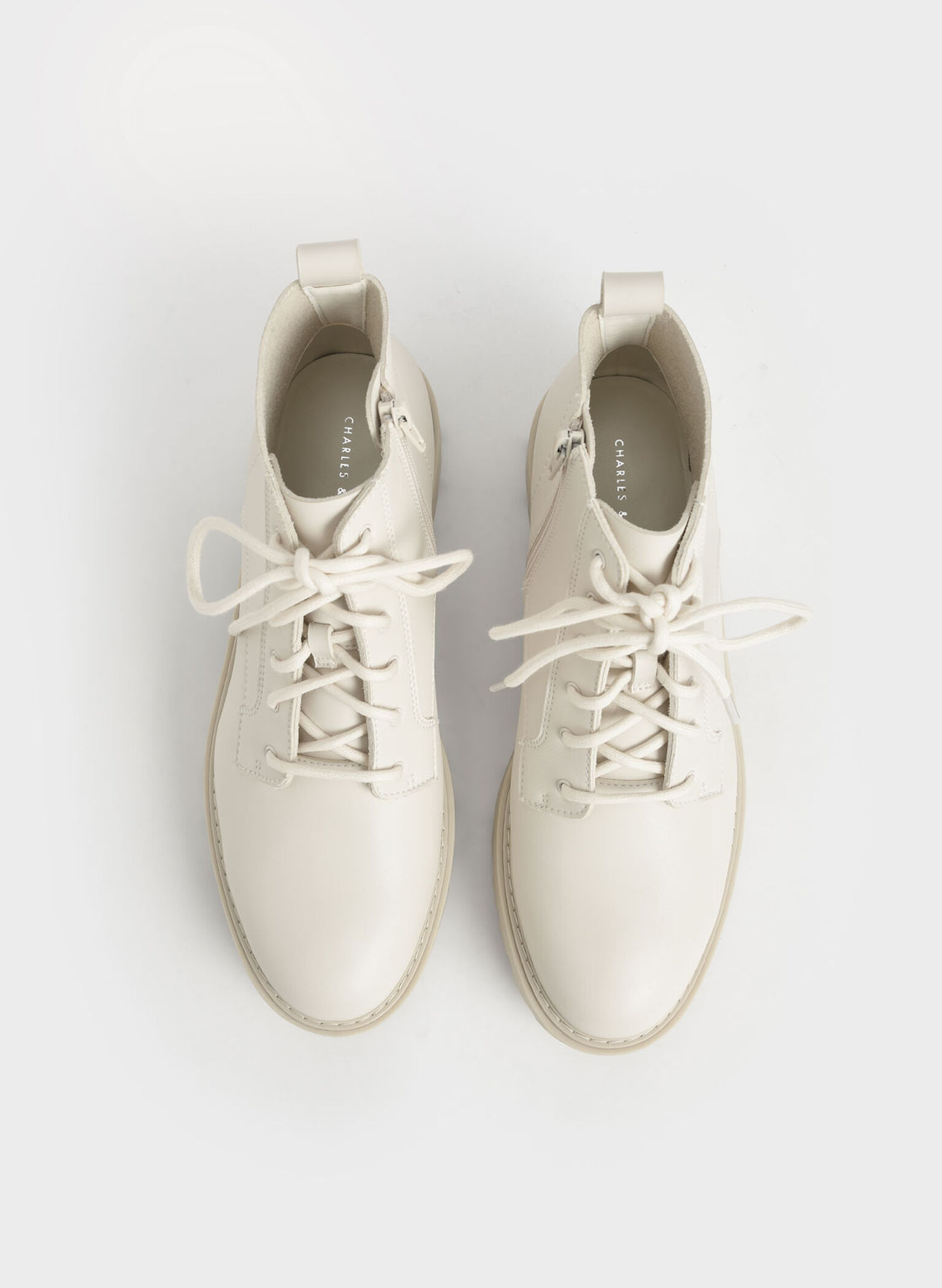 Botines gruesos con cordones, Blanco tiza, hi-res