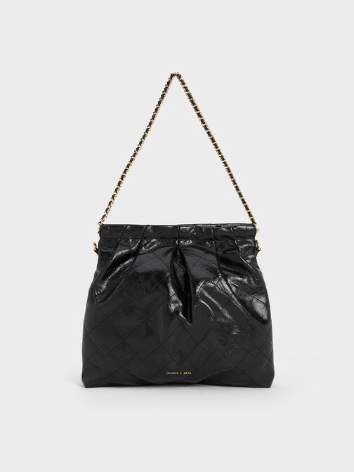 Bolso Hobo Duo De Doble Cadena, Negro, hi-res