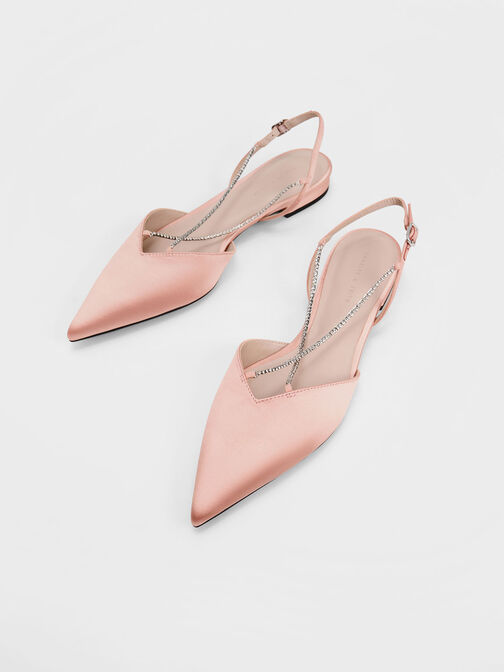 Adel Recycled Polyester Gem-Embellished Slingback Ballerinas, Blush, hi-res