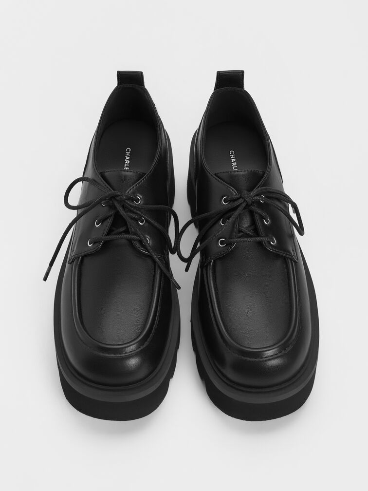Griselda Ridged-Sole Derbys, Black, hi-res