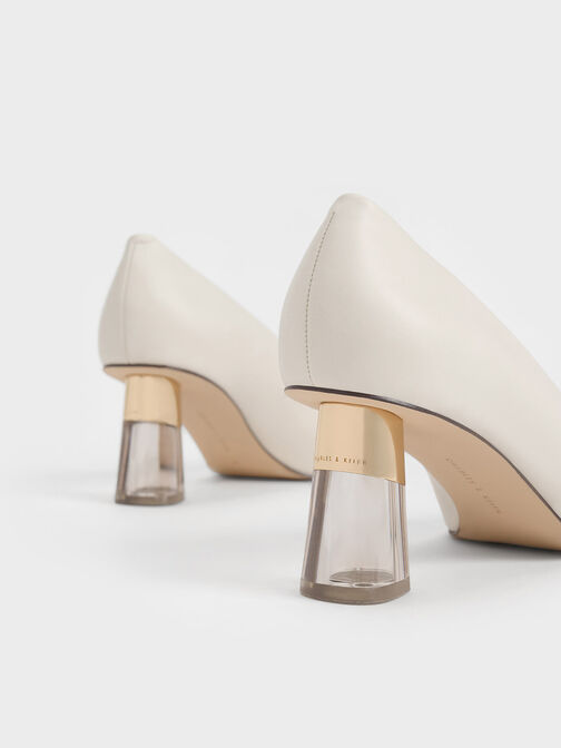 Metallic Accent Clear Heel Pumps, Chalk, hi-res