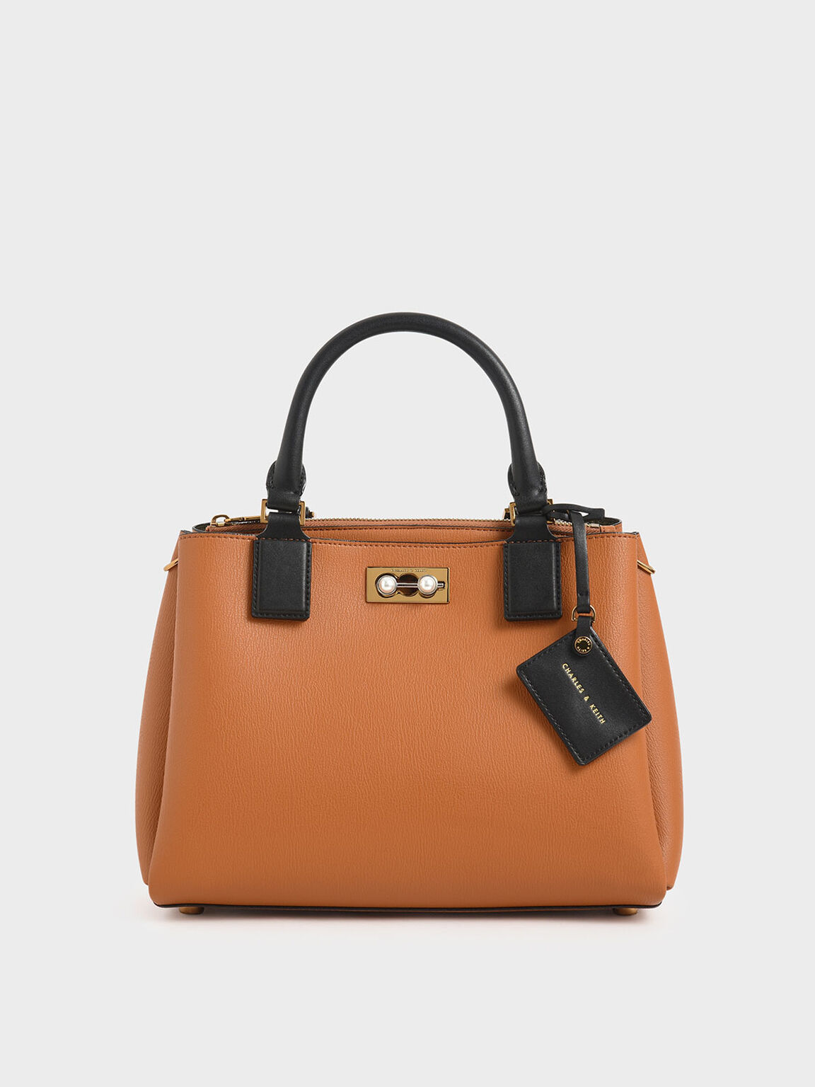 經典吊牌大型包, 黃褐色, hi-res