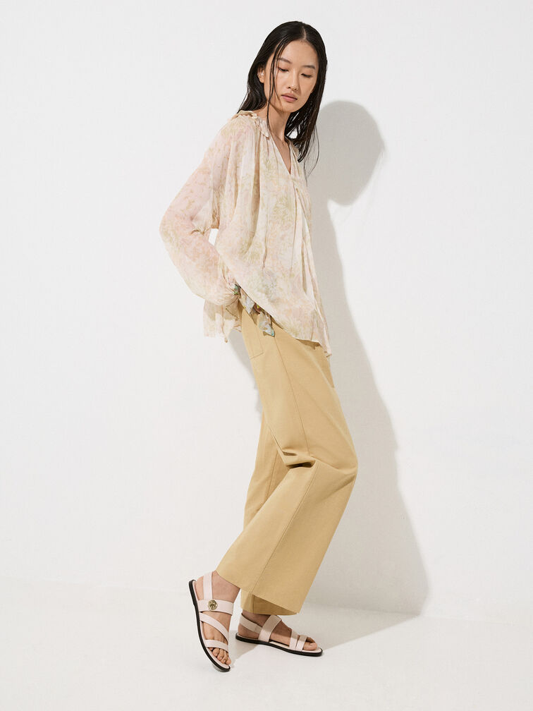 Yara Turn Lock Strappy Sandals, Cream, hi-res