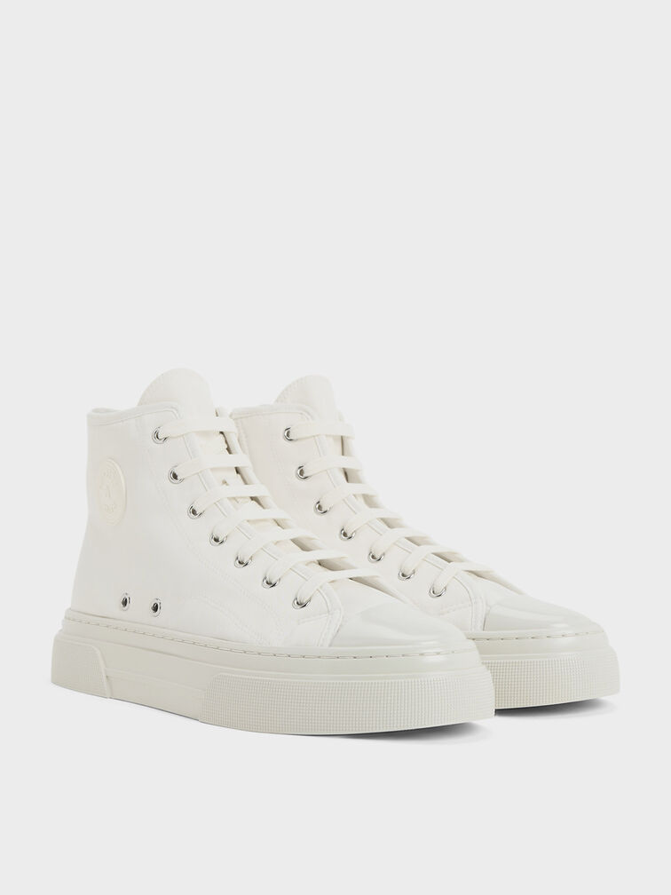 Kay Nylon Two-Tone High-Top Sneakers, White, hi-res