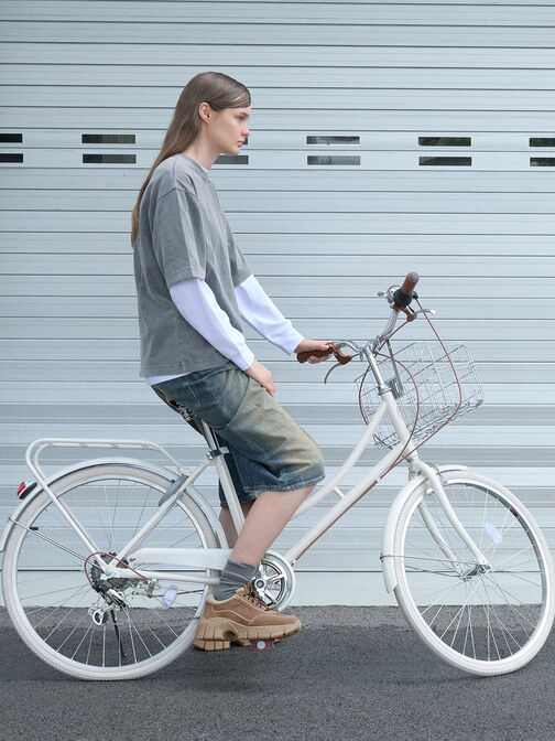Yunna Suede & Recycled Fabric Chunky Sneakers, Taupe, hi-res