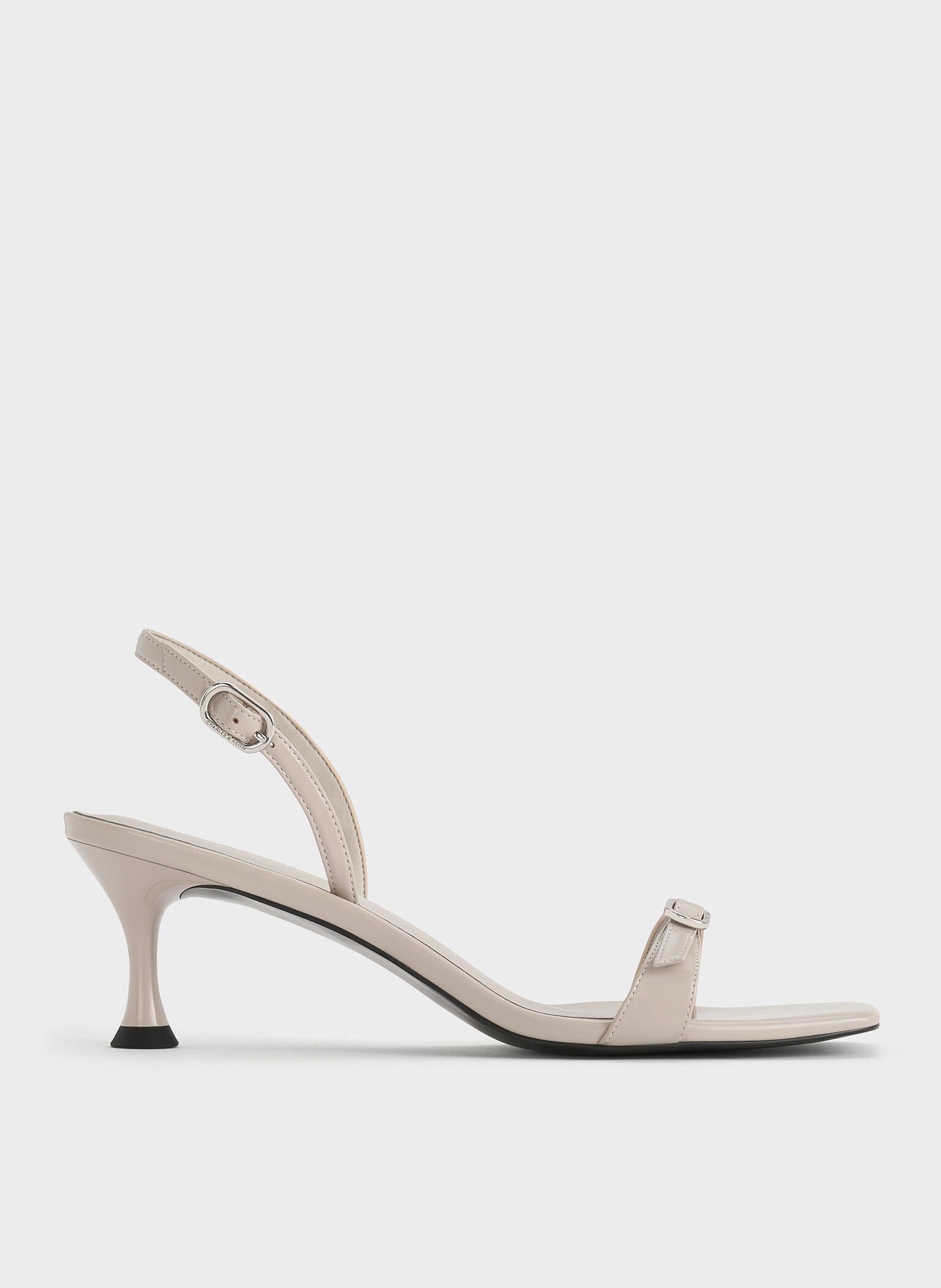 Buckled Slingback Kitten Heels, Light Grey, hi-res
