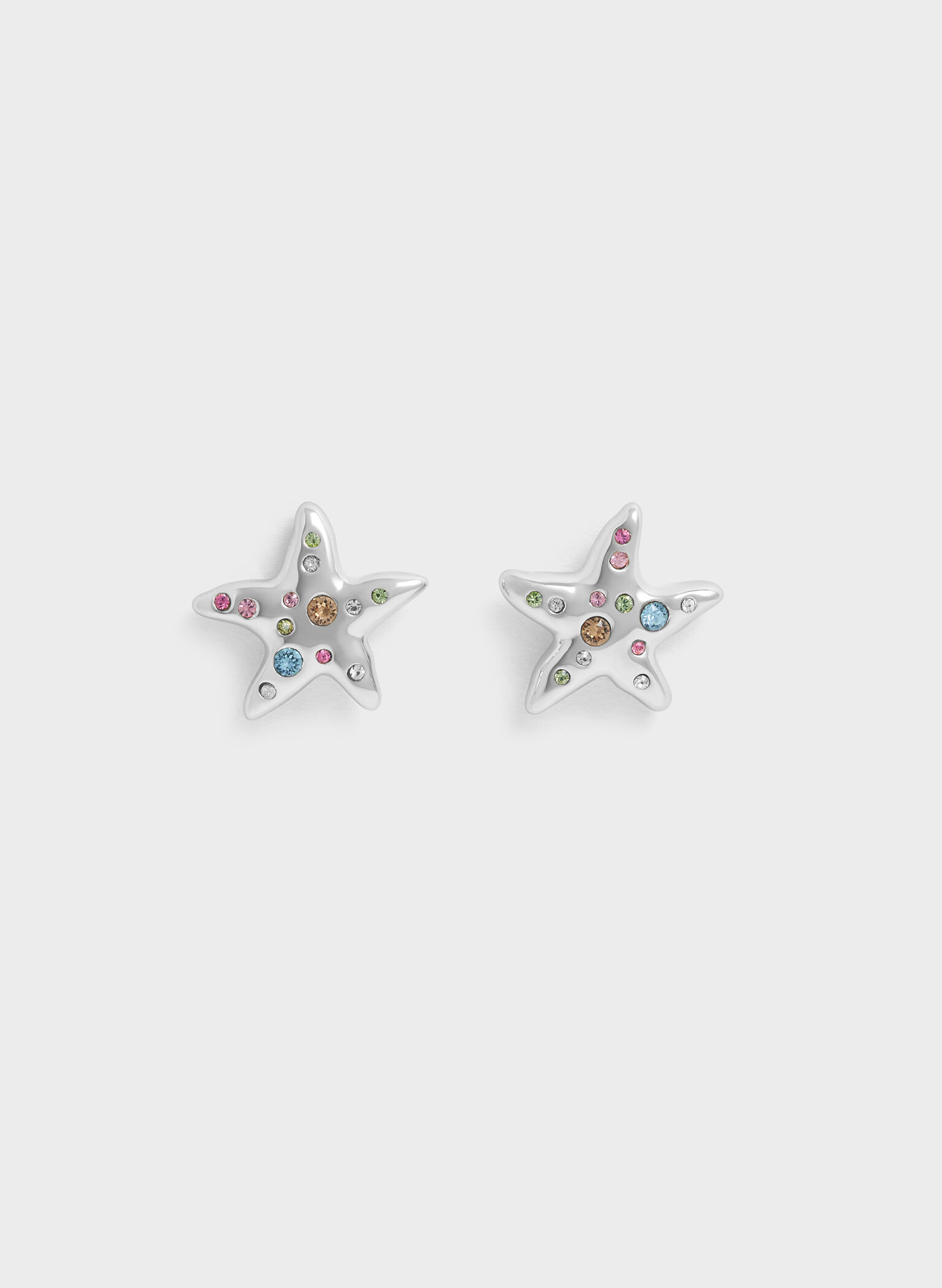 Pendientes de estrella de mar Orinda, Plateado, hi-res