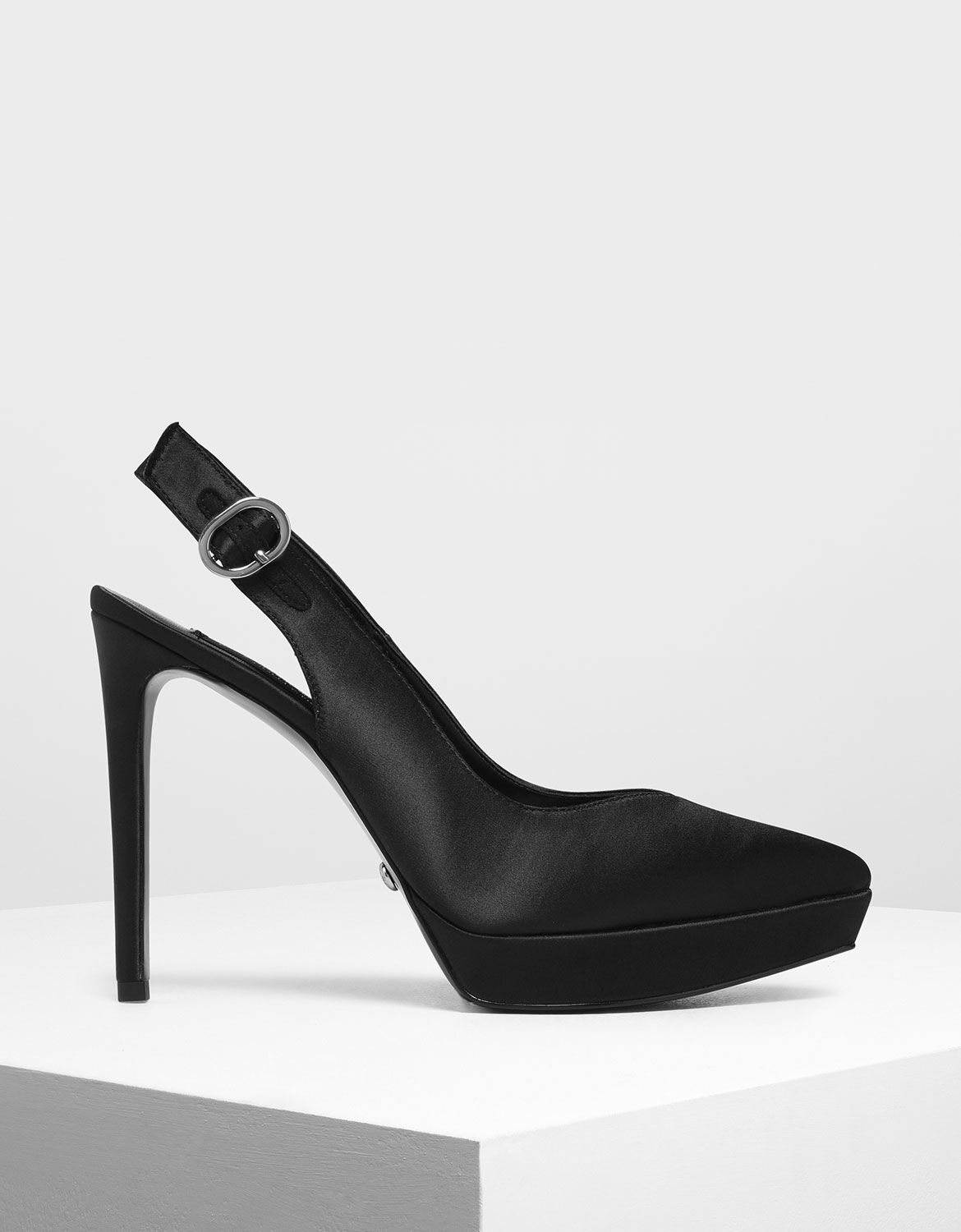 black platform slingback heels