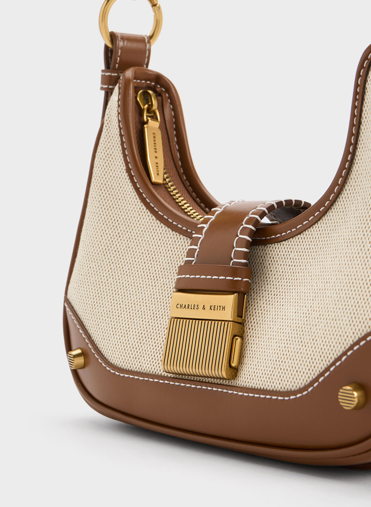 Winslet Canvas Belted Hobo Bag, Chocolate, hi-res