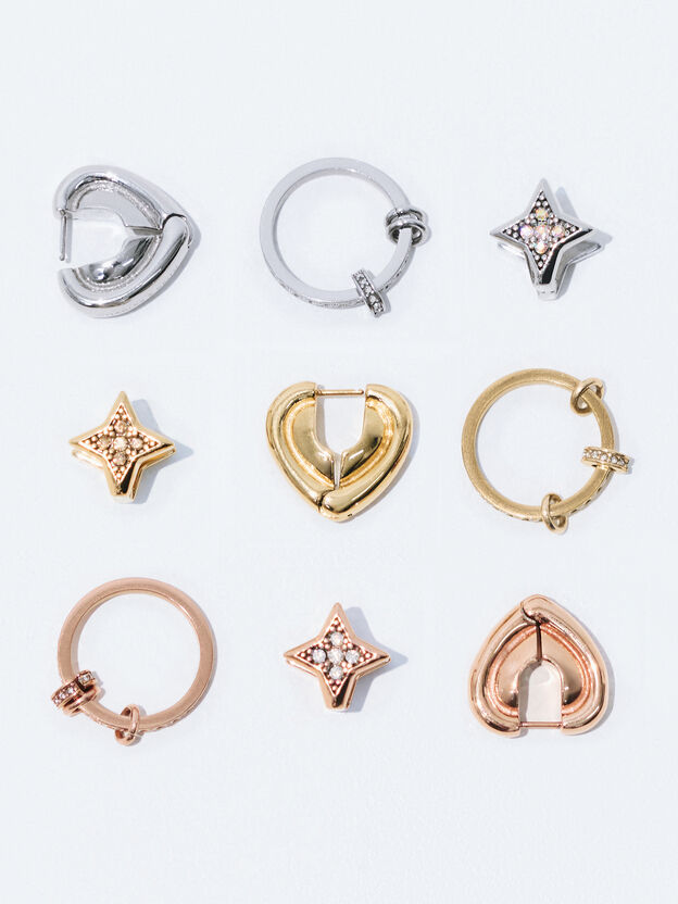 Everest Crystal Star Earrings, Silver, hi-res