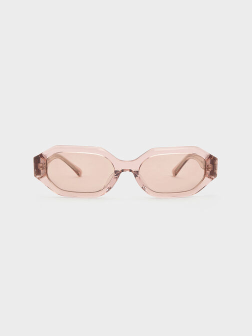 Gabine Recycled Acetate Oval Sunglasses, Pink, hi-res