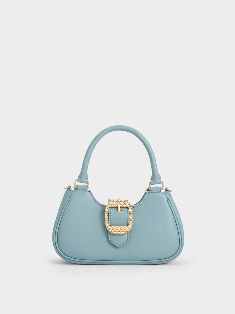 Light Blue Leather Tote Bags Shoulder Handbags with Pouch