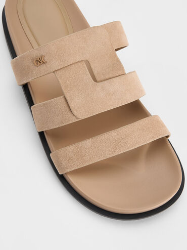 Joan Suede Flatform Sandals, Beige, hi-res