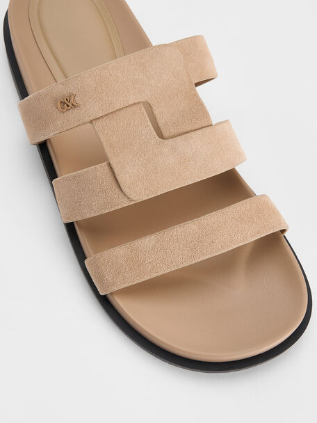 Petina Suede Flatform Sandals, Beige, hi-res