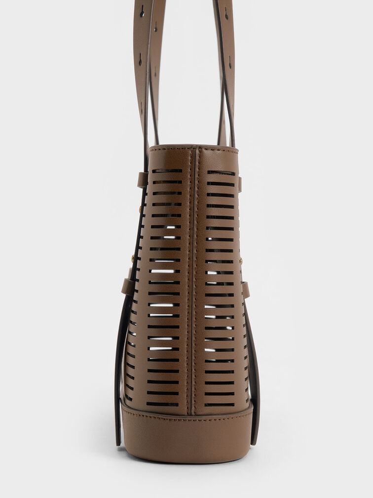 Delphi Cut-Out Bucket Bag, Dark Brown, hi-res